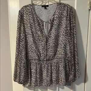 Banana Republic Women's Leopard Print Peplum Blouse